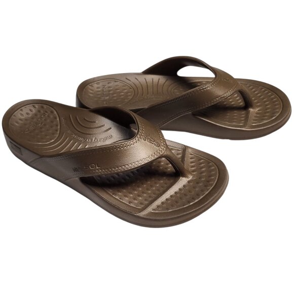 NUUSOL Sandals Womens 7 Mens 5.5 Brown Flip Flops USA Slip On Ortho Comfort - Picture 1 of 6